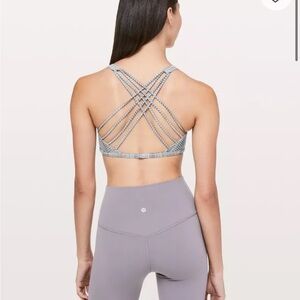 Lululemon strappy open back Gray Sports Bra